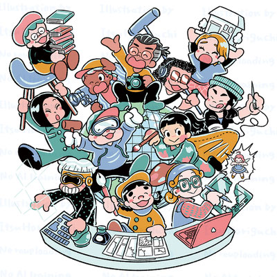 京都精華大学「2026年度大学案内」　　中面イラスト