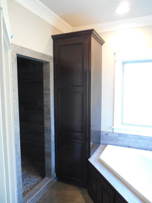 Cabinets Cherry Raised Panel Dark Walnut stain Medium Rub Lacquer Finish