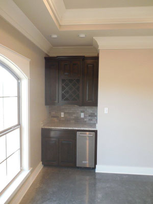Cabinets Cherry Raised Panel Dark Walnut stain Medium Rub Lacquer Finish