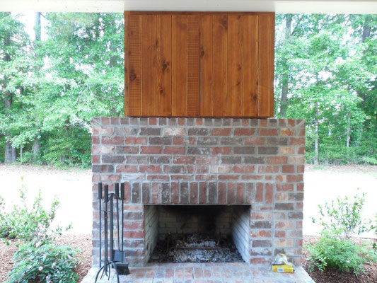 Custom built Outdoor Fireplace TV Cabinet