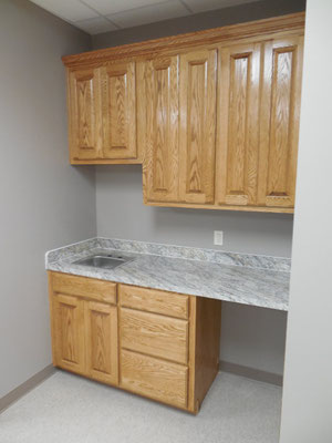 Oak Kitchenette Cabinets & Laminate Countertop for a church nursery.