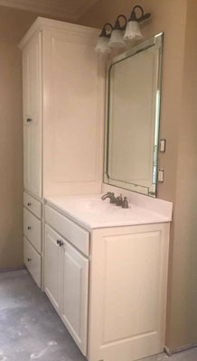 The bathrooms & laundry were painted and then a lacquer finish applied. 