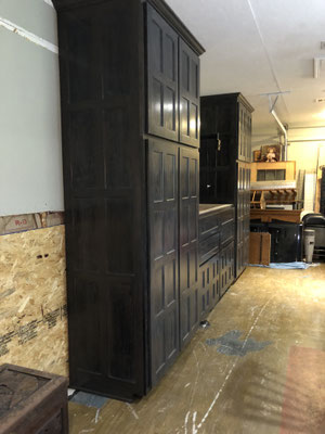 A crafter's dream!  Custom cabinets for craft supplies.  These cabinets were built with Oak and have a custom finish.