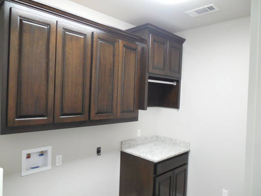 Cabinets Cherry Raised Panel Dark Walnut stain Medium Rub Lacquer Finish