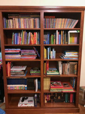 Double Bookcase Adjustable shelves  Cypress Sherwin Williams Cherry Stain Medium Rub Lacquer Finish