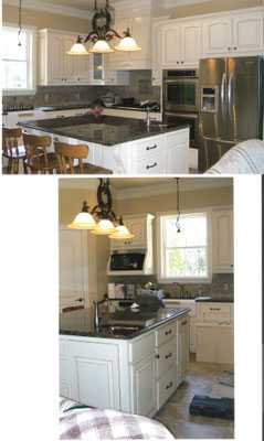 Kitchen Cabinets & Island.  *Cabinets painted by customer/contractor