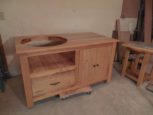 Custom BBQ table Cypress with Natural Exterior Finish