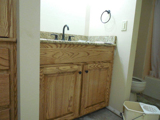 Bathroom cabinets Ash Custom Stain Medium Rub Lacquer Finish