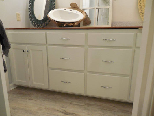  Bathroom Cabinets Painted Recessed Panels Sherwin Williams Pro Classic Pure White  Medium Rub Lacquer Finish