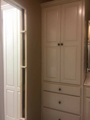 The bathrooms & laundry were painted and then a lacquer finish applied. 