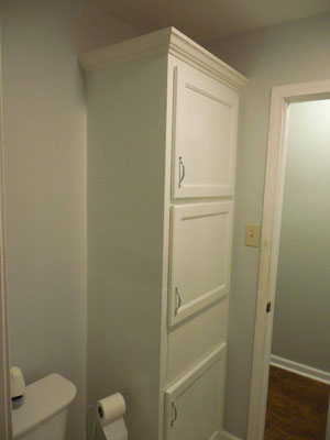   Bathroom Cabinets Painted Recessed Panels Sherwin Williams Pro Classic Pure White  Medium Rub Lacquer Finish