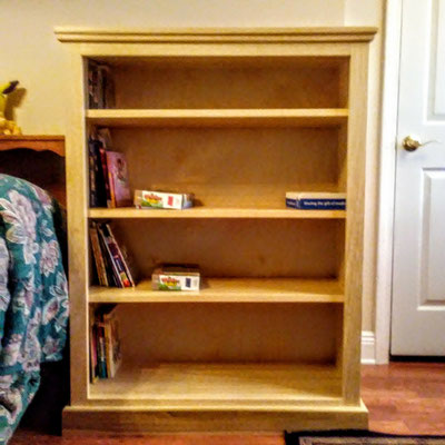 Single Bookcase Adjustable shelves  Poplar Natural with Medium Rub Lacquer Finish