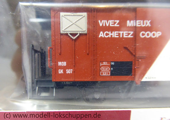 Bemo 2274 327 - Werbewagen - Güterwagen - Gk 507 - COOP - MOB - H0m