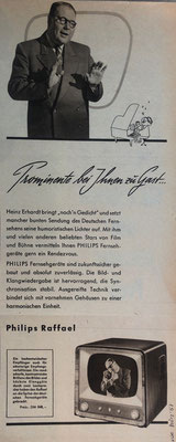 Heinz Erhardt macht Werbung für Philips Fernsehgeräte