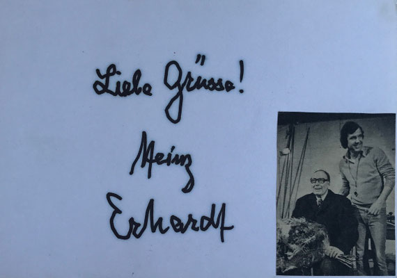 Heinz Erhardt, originial signiertes Blatt nach Schlaganfall