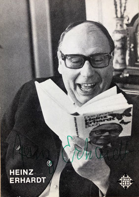 Heinz Erhardt, original signierte Telefunken Karte (nach Schlaganfall) extrem selten!