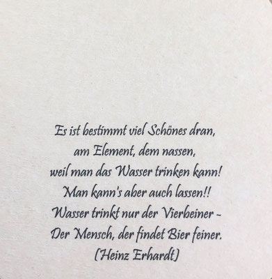 Heinz Erhardt, Gedicht auf Bierdeckel "Saalfelder Bier"