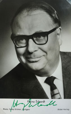 Heinz Erhardt, signierte Rüdel Autogrammkarte 