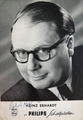 Heinz Erhardt, signierte Philips Autogrammkarte