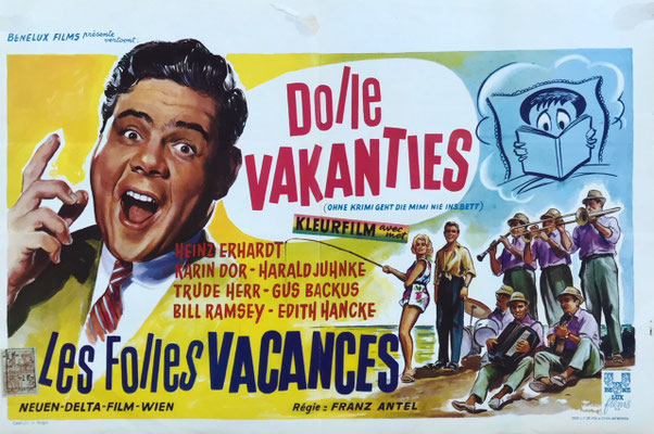 Heinz Erhardt, Ohne Krimi geht die Mimi nie ins Bett, org. belgisches Kino-Plakat
