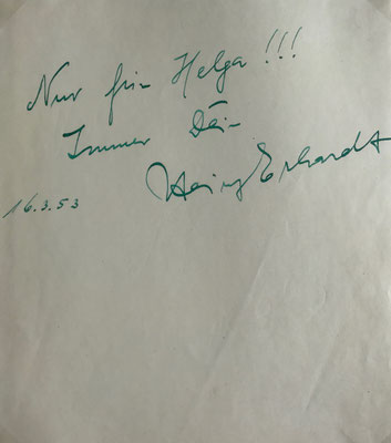 Heinz Erhardt, original signiertes Blatt