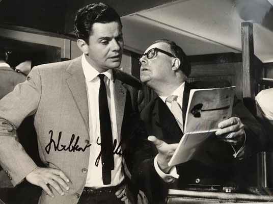 original signiertes Pressefoto von Heinz Erhardt und Walter Giller