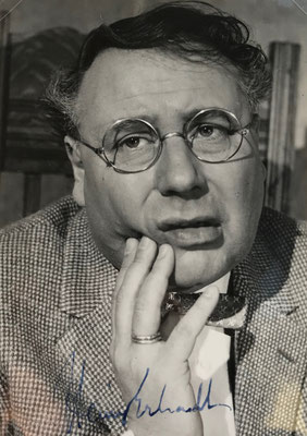 Heinz Erhardt, signierte DFH Autogrammkarte "Witwer mit 5 Töchtern"