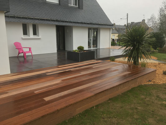 Terrasse mixte bois / carrelage