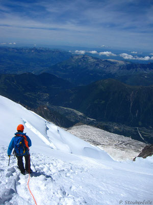 Descente par la voie normale du Tacul.