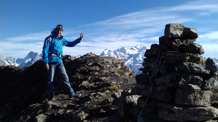 Au sommet, vue splendide sur le Massif du Mt-Blanc