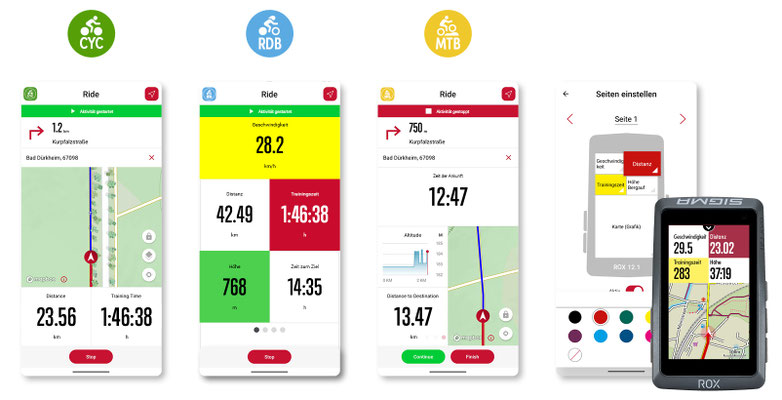 Das Upgrade der SIGMA RIDE App umfasst eine neu designte Nutzeroberfläche für alle User