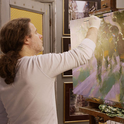 Titus Meeuws painting for sale fanfare colorful purple