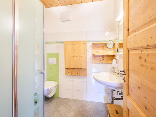 Badezimmer mit Dusche und Waschtisch