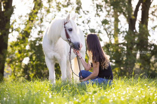 Kuschelfoto mit Pferd und Mensch