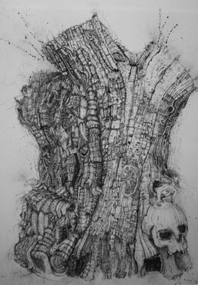 Dead Tree Living /Indian ink, 75 x 105 cm, 2017 (Clairfontaine 650 mg)
