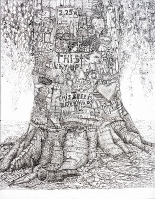 The Message Carrier / Indian ink, cut out , 128 x 102 cm / 2015