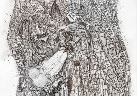 Cairotic Moment, /Indian ink, 150 x 105 cm (approx.), 2015