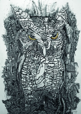 The Tree of Watchfulness / Indian ink on paper, 105 x 75 cm,  2014