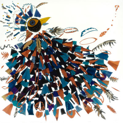 Series Floating Worlds / epoxy resin, acrylic painted paper, Musou black, Indian ink / 60 x 60 cm 2023 (Repro Roland Froschauer)