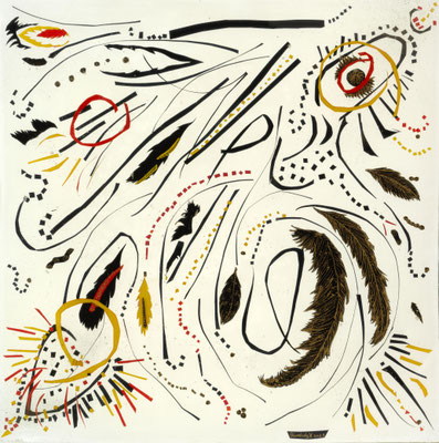 Series Floating Worlds / epoxy resin, acrylic painted paper, Musou black, Indian ink / 60 x 60 cm 2023 (Repro Roland Froschauer)