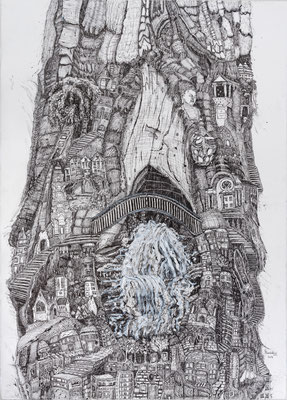 The G(l)iving Tree, Indian ink, 75 x 105 cm, 2014, (Clairfontaine 650 mg)
