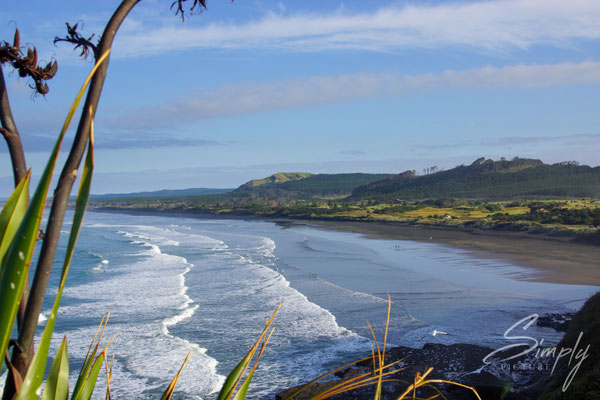 Raglan, Waikato, Solscape Raglan, weitschweiffender Ausblick auf den Ocean