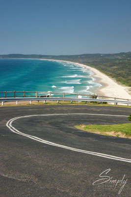 Queensland, Byron Bay, Cosy Corner Beach, Auf dem Rückweg vom Leuchtturm-Strasse, weisser Strand-blaues Meer