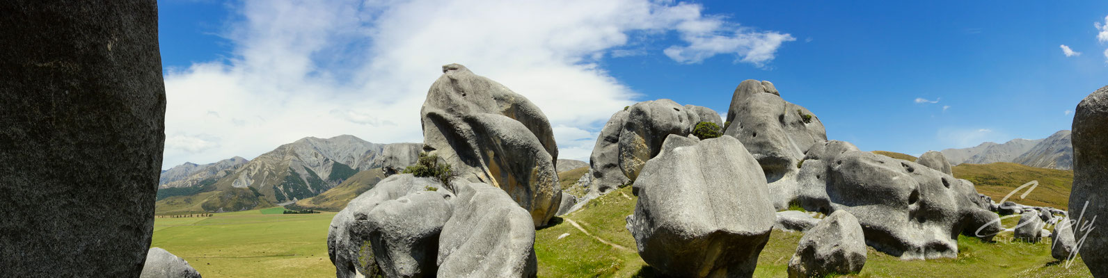 Kura Tawhiti, Castle Hill Conservation Area, Panorama Sicht