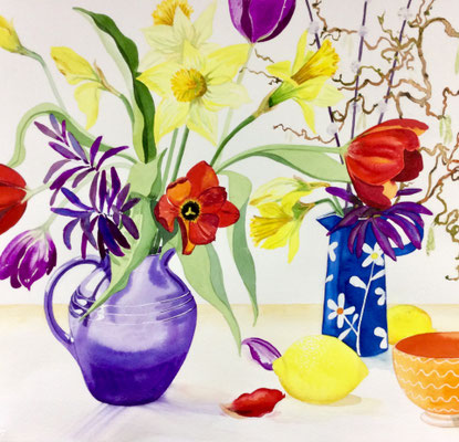 'Spring Zing' original Watercolour framed in white £450