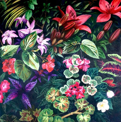 'Botanicals' Acrylic Glaze framed 80cm x 80cm £650