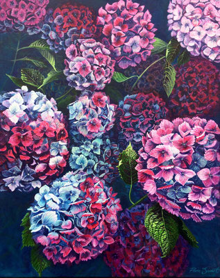 'Magnificent Blooms' Acrylic framed in white £850
