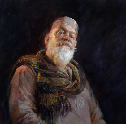 René Snyman (Sudáfrica) - The Antique Dealer - Oil on canvas - 75x77