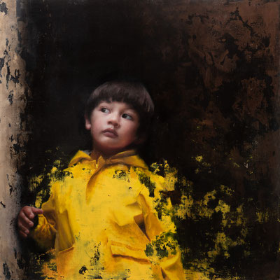 Bertrand Martín (Francia) - Yellow Jacket - Oil and Acrylic - 120x120