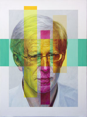 Carlos Saura Riaza - The many colors of Jonathan (Portrait of Jonathan Harvey) - Acrílico sobre lienzo - 81x60